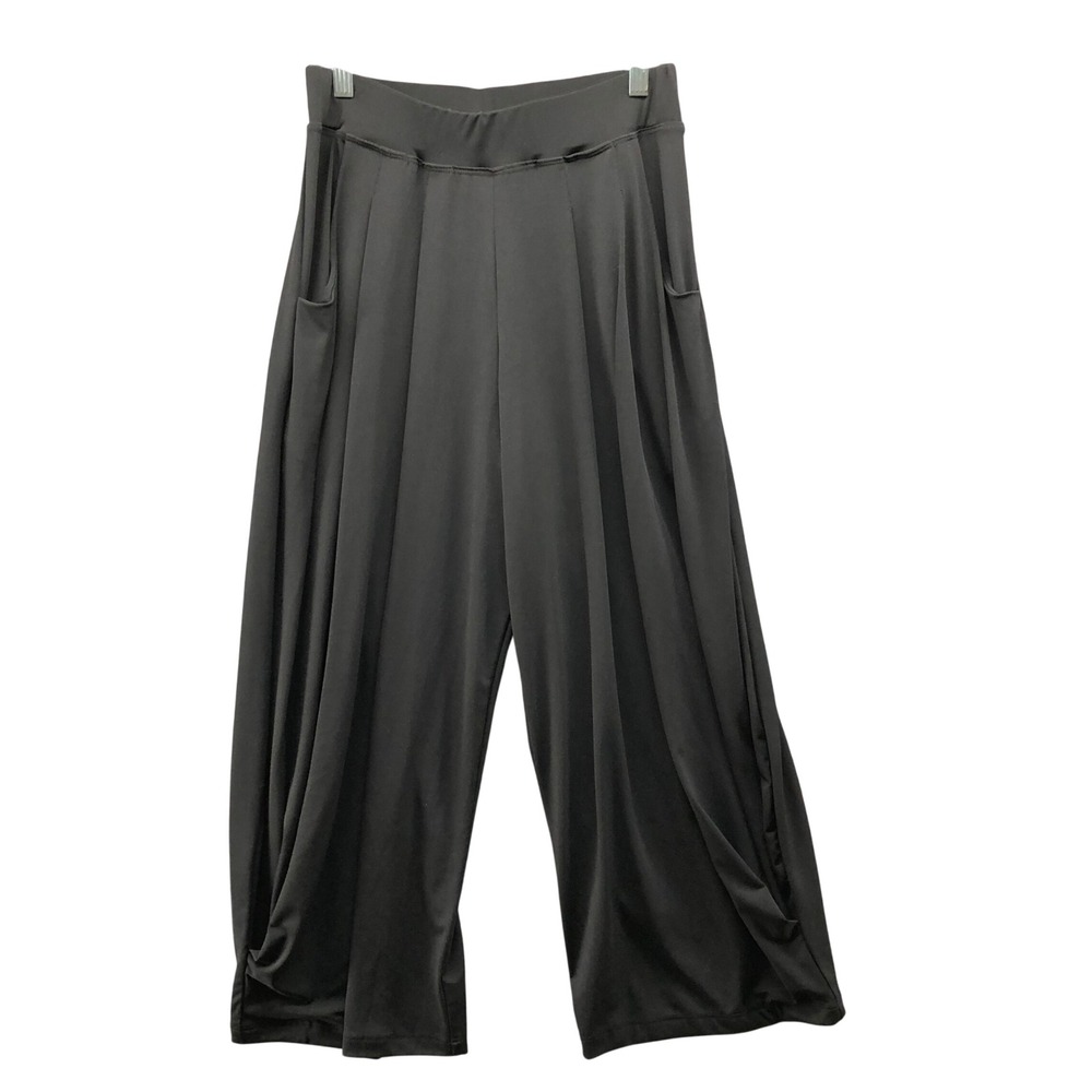 Lisa Bayne Lagenlook Lantern Pants Womens S Black Pull On Crop Wide Leg Barrel